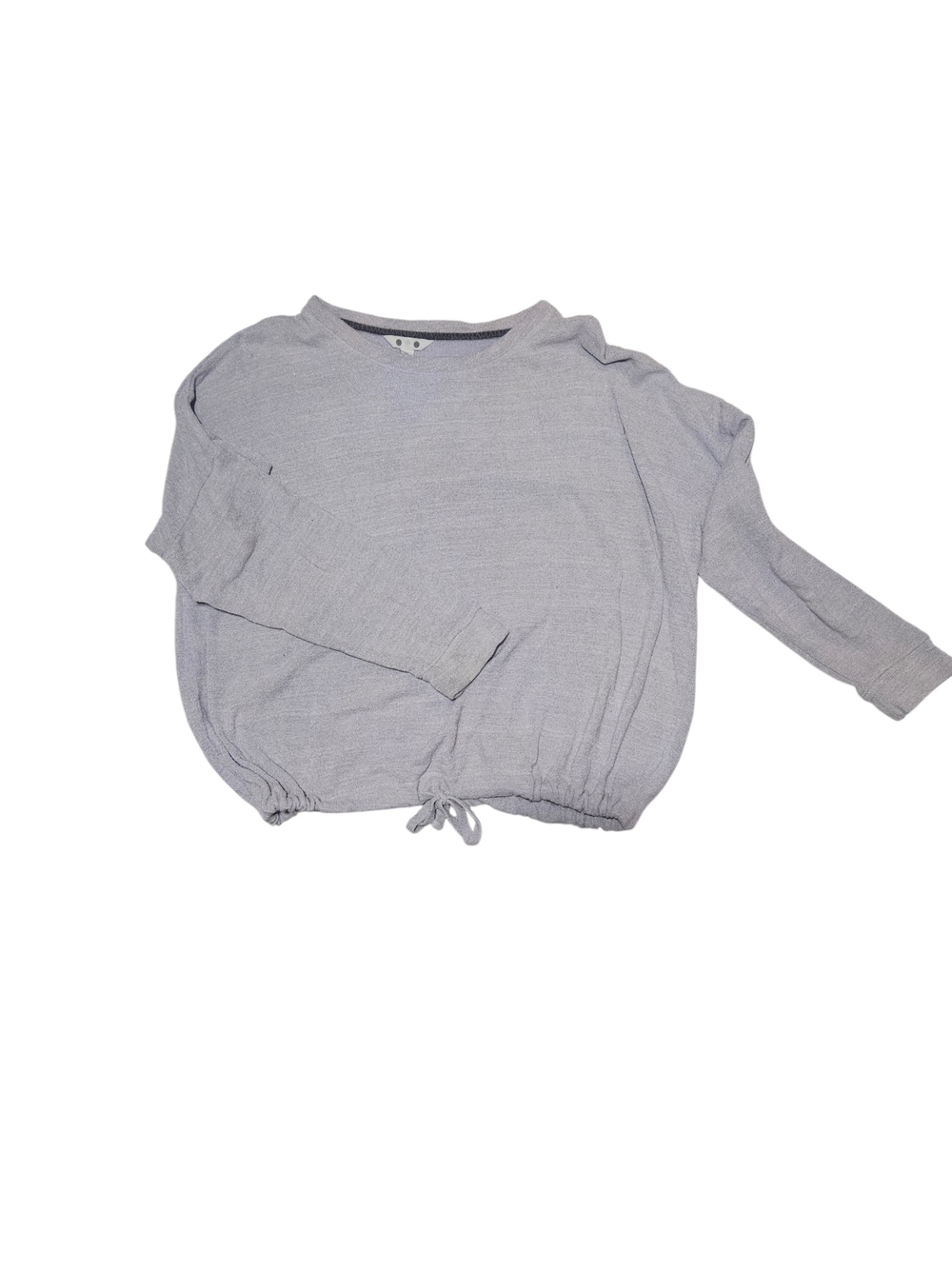 Light Blue-gray Drawstring Hem Long Sleeve Top